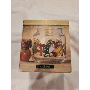 Anchor Hocking Christmas Santa Bell Votive Candle Holder Set 89577 USA Vintage